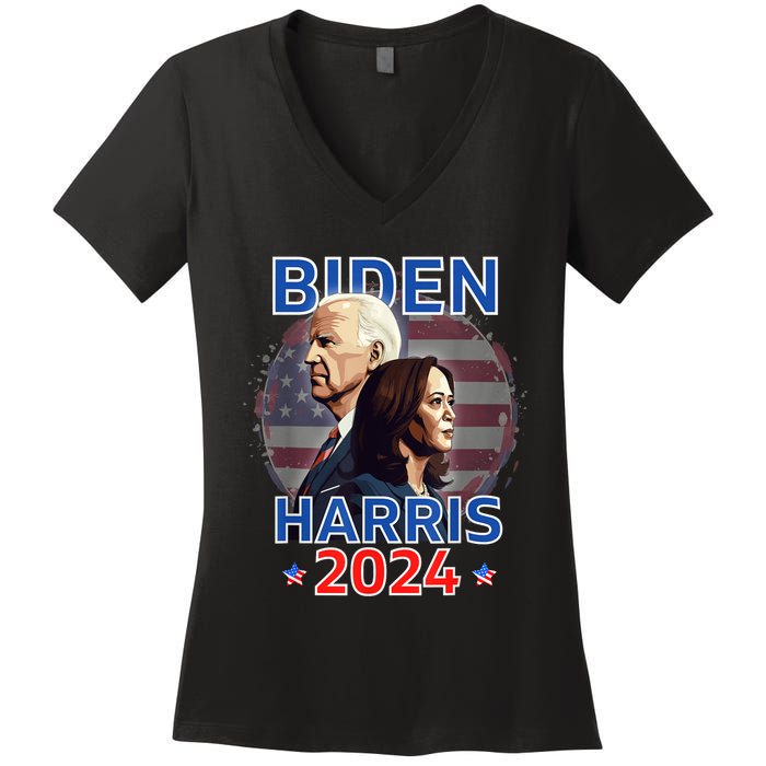 Patriotic Joe Biden Kamala Harris Democrat Campaign 2024 Women's V-Neck T-Shirt