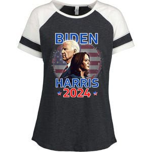 Patriotic Joe Biden Kamala Harris Democrat Campaign 2024 Enza Ladies Jersey Colorblock Tee