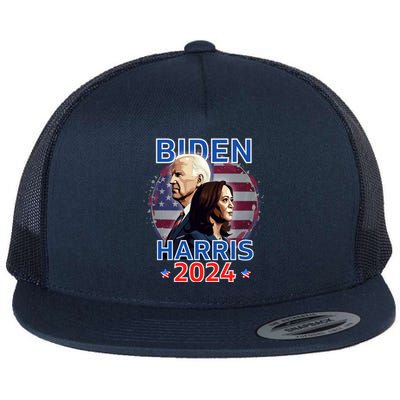 Patriotic Joe Biden Kamala Harris Democrat Campaign 2024 Flat Bill Trucker Hat