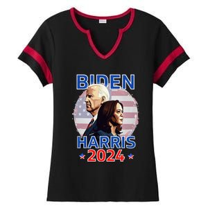 Patriotic Joe Biden Kamala Harris Democrat Campaign 2024 Ladies Halftime Notch Neck Tee