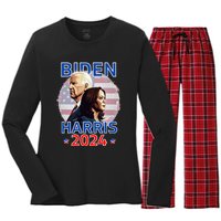 Patriotic Joe Biden Kamala Harris Democrat Campaign 2024 Women's Long Sleeve Flannel Pajama Set 