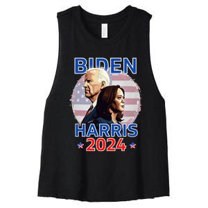 Patriotic Joe Biden Kamala Harris Democrat Campaign 2024 Women's Racerback Cropped Tank