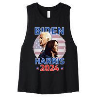 Patriotic Joe Biden Kamala Harris Democrat Campaign 2024 Women's Racerback Cropped Tank