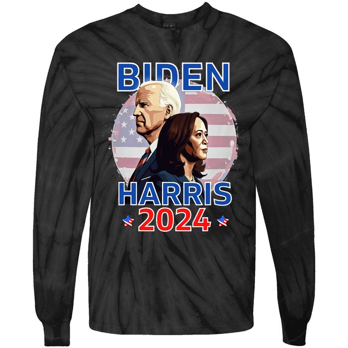 Patriotic Joe Biden Kamala Harris Democrat Campaign 2024 Tie-Dye Long Sleeve Shirt