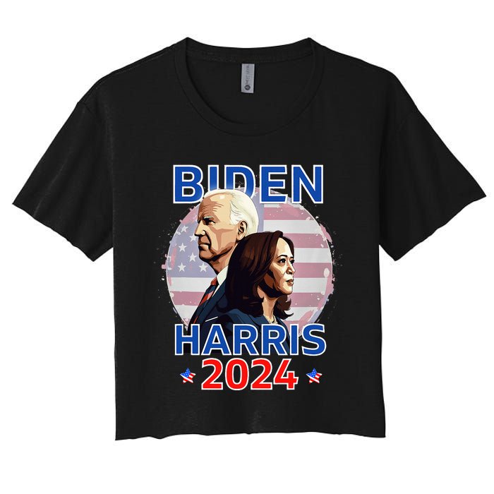 Patriotic Joe Biden Kamala Harris Democrat Campaign 2024 Women's Crop Top Tee