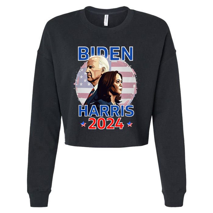 Patriotic Joe Biden Kamala Harris Democrat Campaign 2024 Cropped Pullover Crew