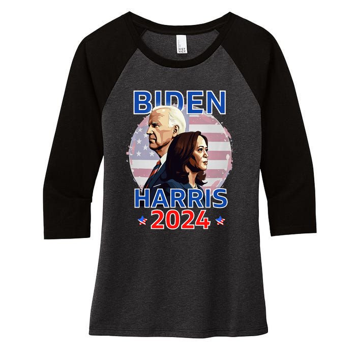 Patriotic Joe Biden Kamala Harris Democrat Campaign 2024 Women's Tri-Blend 3/4-Sleeve Raglan Shirt