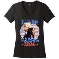 Patriotic Joe Biden Kamala Harris Democrat Campaign 2024 Women's V-Neck T-Shirt