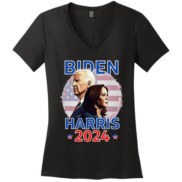 Patriotic Joe Biden Kamala Harris Democrat Campaign 2024 Women's V-Neck T-Shirt