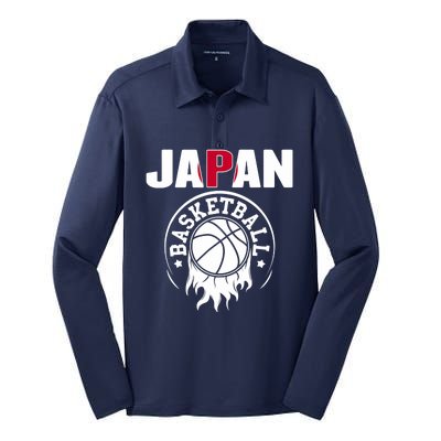 Proud Japan Basketball Fans Jersey Japanese Flag Sports Silk Touch Performance Long Sleeve Polo