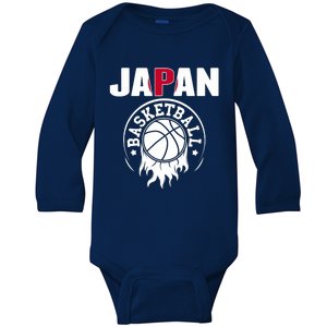 Proud Japan Basketball Fans Jersey Japanese Flag Sports Baby Long Sleeve Bodysuit