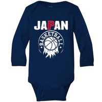 Proud Japan Basketball Fans Jersey Japanese Flag Sports Baby Long Sleeve Bodysuit