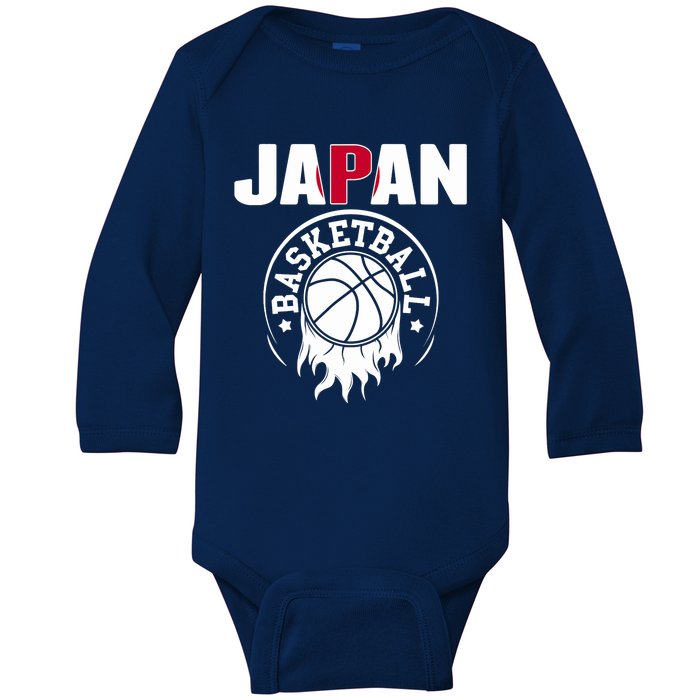 Proud Japan Basketball Fans Jersey Japanese Flag Sports Baby Long Sleeve Bodysuit