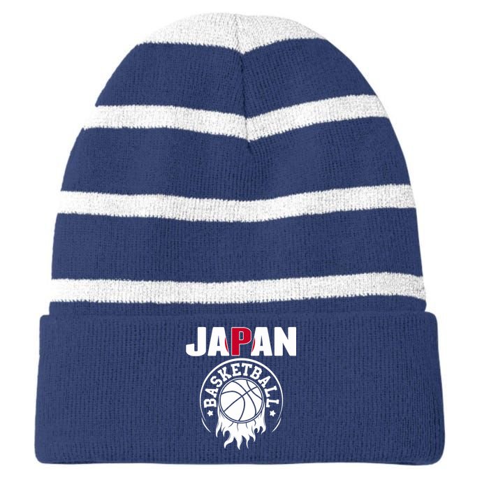 Proud Japan Basketball Fans Jersey Japanese Flag Sports Striped Beanie with Solid Band