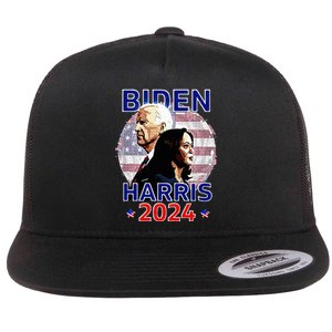 Patriotic Joe Biden Kamala Harris Democrat Campaign 2024 Flat Bill Trucker Hat