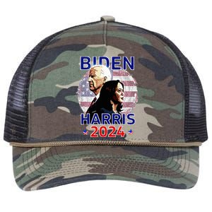 Patriotic Joe Biden Kamala Harris Democrat Campaign 2024 Retro Rope Trucker Hat Cap