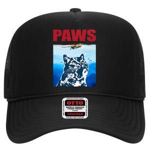 Paws Jaws Cat Fun Funny Kitten Kitty Lover Cat Paws Cat Gift High Crown Mesh Back Trucker Hat