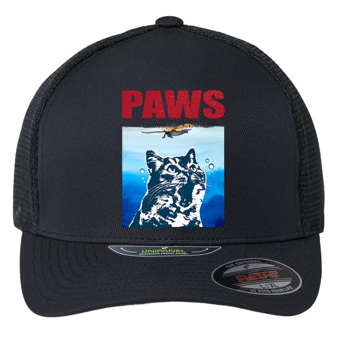 Paws Jaws Cat Fun Funny Kitten Kitty Lover Cat Paws Cat Gift Flexfit Unipanel Trucker Cap