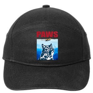 Paws Jaws Cat Fun Funny Kitten Kitty Lover Cat Paws Cat Gift 7-Panel Snapback Hat