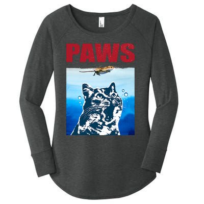 Paws Jaws Cat Fun Funny Kitten Kitty Lover Cat Paws Cat Gift Women's Perfect Tri Tunic Long Sleeve Shirt