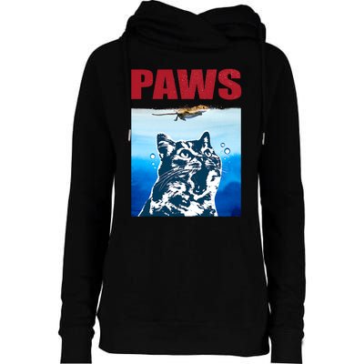 Paws Jaws Cat Fun Funny Kitten Kitty Lover Cat Paws Cat Gift Womens Funnel Neck Pullover Hood