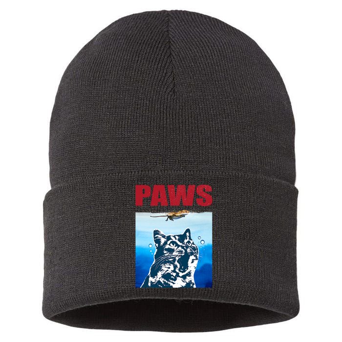 Paws Jaws Cat Fun Funny Kitten Kitty Lover Cat Paws Cat Gift Sustainable Knit Beanie