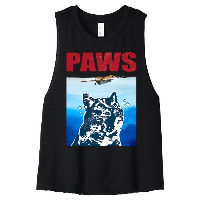 Paws Jaws Cat Fun Funny Kitten Kitty Lover Cat Paws Cat Gift Women's Racerback Cropped Tank