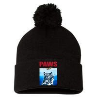 Paws Jaws Cat Fun Funny Kitten Kitty Lover Cat Paws Cat Gift Pom Pom 12in Knit Beanie