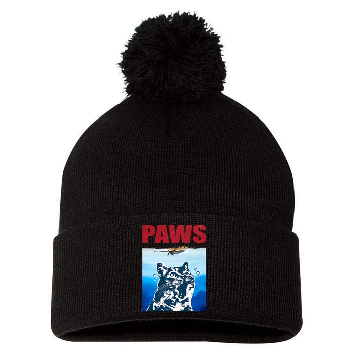 Paws Jaws Cat Fun Funny Kitten Kitty Lover Cat Paws Cat Gift Pom Pom 12in Knit Beanie