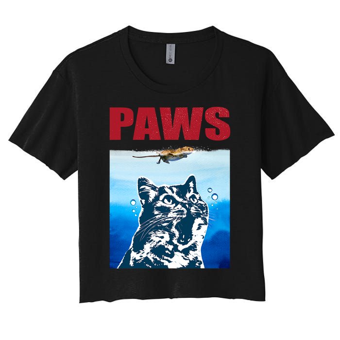 Paws Jaws Cat Fun Funny Kitten Kitty Lover Cat Paws Cat Gift Women's Crop Top Tee