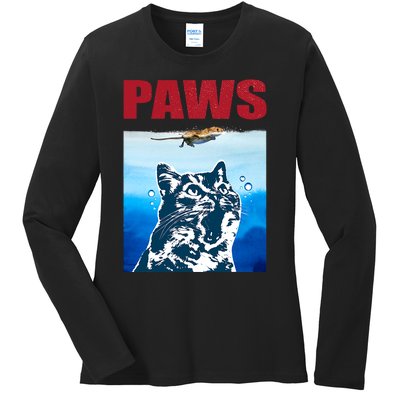 Paws Jaws Cat Fun Funny Kitten Kitty Lover Cat Paws Cat Gift Ladies Long Sleeve Shirt