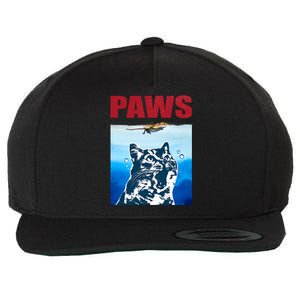 Paws Jaws Cat Fun Funny Kitten Kitty Lover Cat Paws Cat Gift Wool Snapback Cap