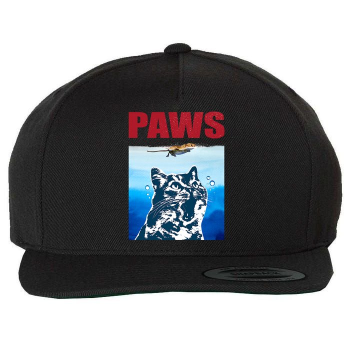 Paws Jaws Cat Fun Funny Kitten Kitty Lover Cat Paws Cat Gift Wool Snapback Cap