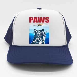 Paws Jaws Cat Fun Funny Kitten Kitty Lover Cat Paws Cat Gift Trucker Hat