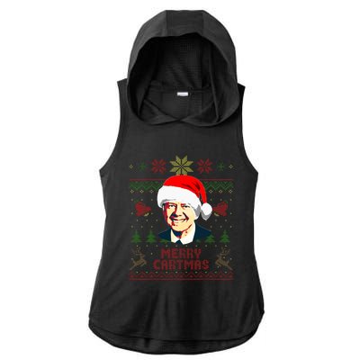 President Jimmy Carter Merry Cartmas Funny Christmas Ladies PosiCharge Tri-Blend Wicking Draft Hoodie Tank