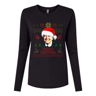 President Jimmy Carter Merry Cartmas Funny Christmas Womens Cotton Relaxed Long Sleeve T-Shirt