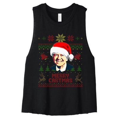 President Jimmy Carter Merry Cartmas Funny Christmas Women's Racerback Cropped Tank