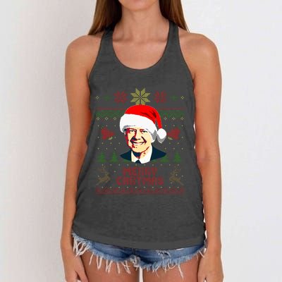 President Jimmy Carter Merry Cartmas Funny Christmas Women's Knotted Racerback Tank