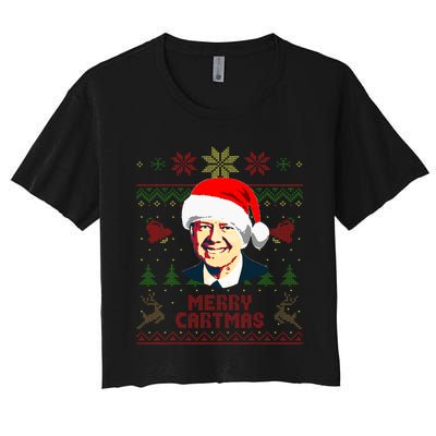 President Jimmy Carter Merry Cartmas Funny Christmas Women's Crop Top Tee