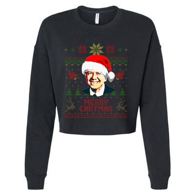 President Jimmy Carter Merry Cartmas Funny Christmas Cropped Pullover Crew