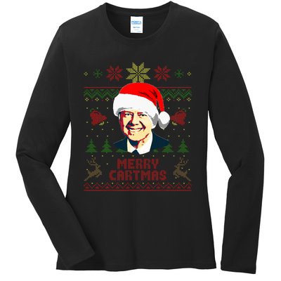 President Jimmy Carter Merry Cartmas Funny Christmas Ladies Long Sleeve Shirt