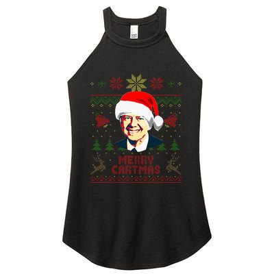 President Jimmy Carter Merry Cartmas Funny Christmas Women's Perfect Tri Rocker Tank