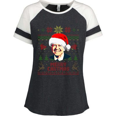 President Jimmy Carter Merry Cartmas Funny Christmas Enza Ladies Jersey Colorblock Tee