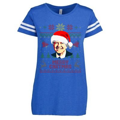 President Jimmy Carter Merry Cartmas Funny Christmas Enza Ladies Jersey Football T-Shirt