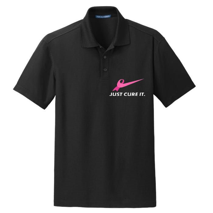 pink Just Cure It Breast Cancer Awareness Dry Zone Grid Polo