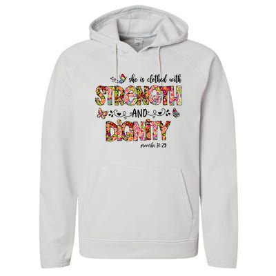 Prayer Jesus Clothed With Strength And Dignity Performance Fleece Hoodie