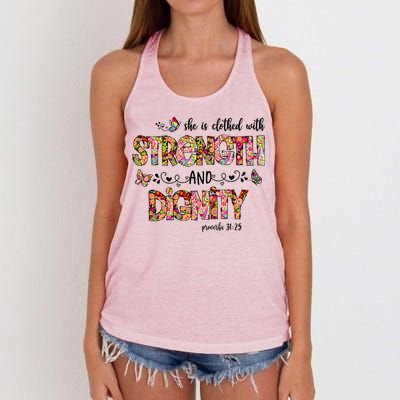 Prayer Jesus Clothed With Strength And Dignity Women's Knotted Racerback Tank