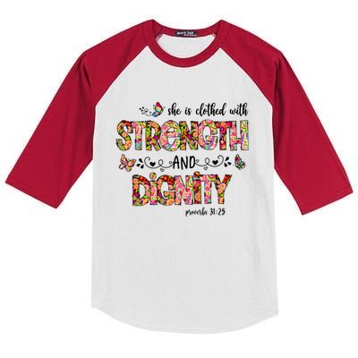 Prayer Jesus Clothed With Strength And Dignity Kids Colorblock Raglan Jersey