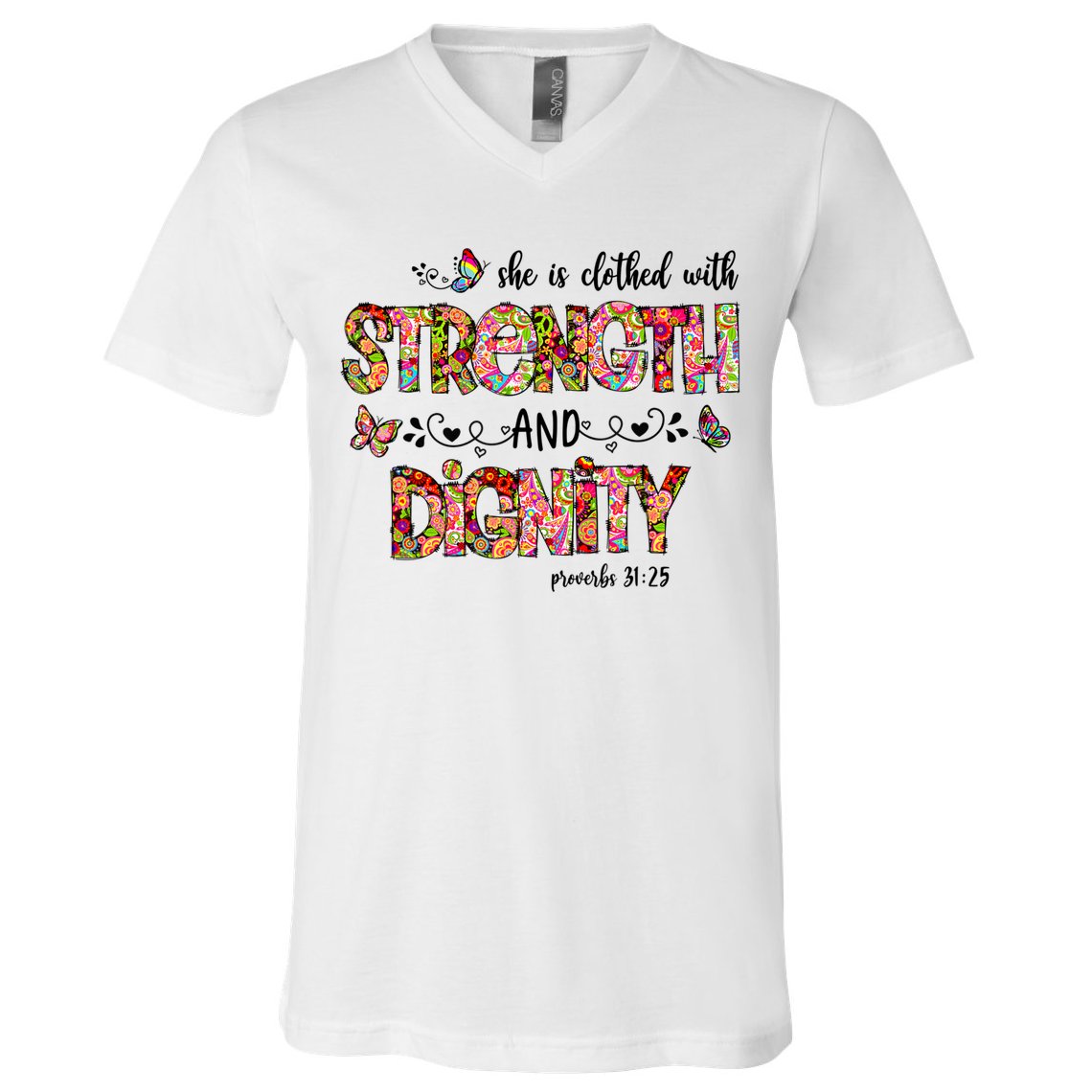 Prayer Jesus Clothed With Strength And Dignity V-Neck T-Shirt