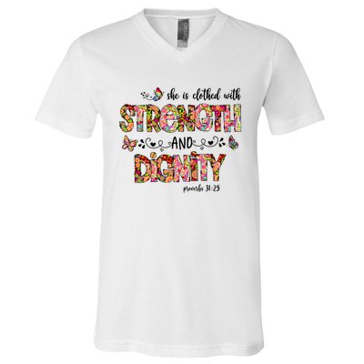 Prayer Jesus Clothed With Strength And Dignity V-Neck T-Shirt